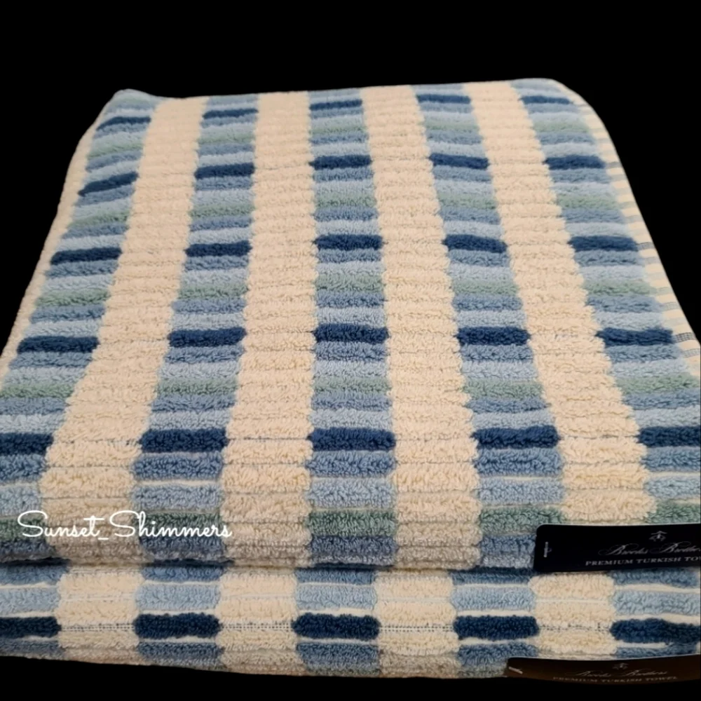 6pc BROOKS BROTHERS Mosaic Tile THICK PLUSH TURKISH Towel Set New